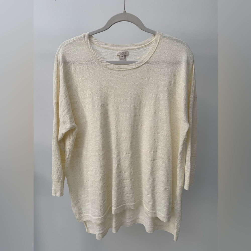 J. Crew Textured Linen Blend Breathable Women's Cream Tunic‎ Top, Size M